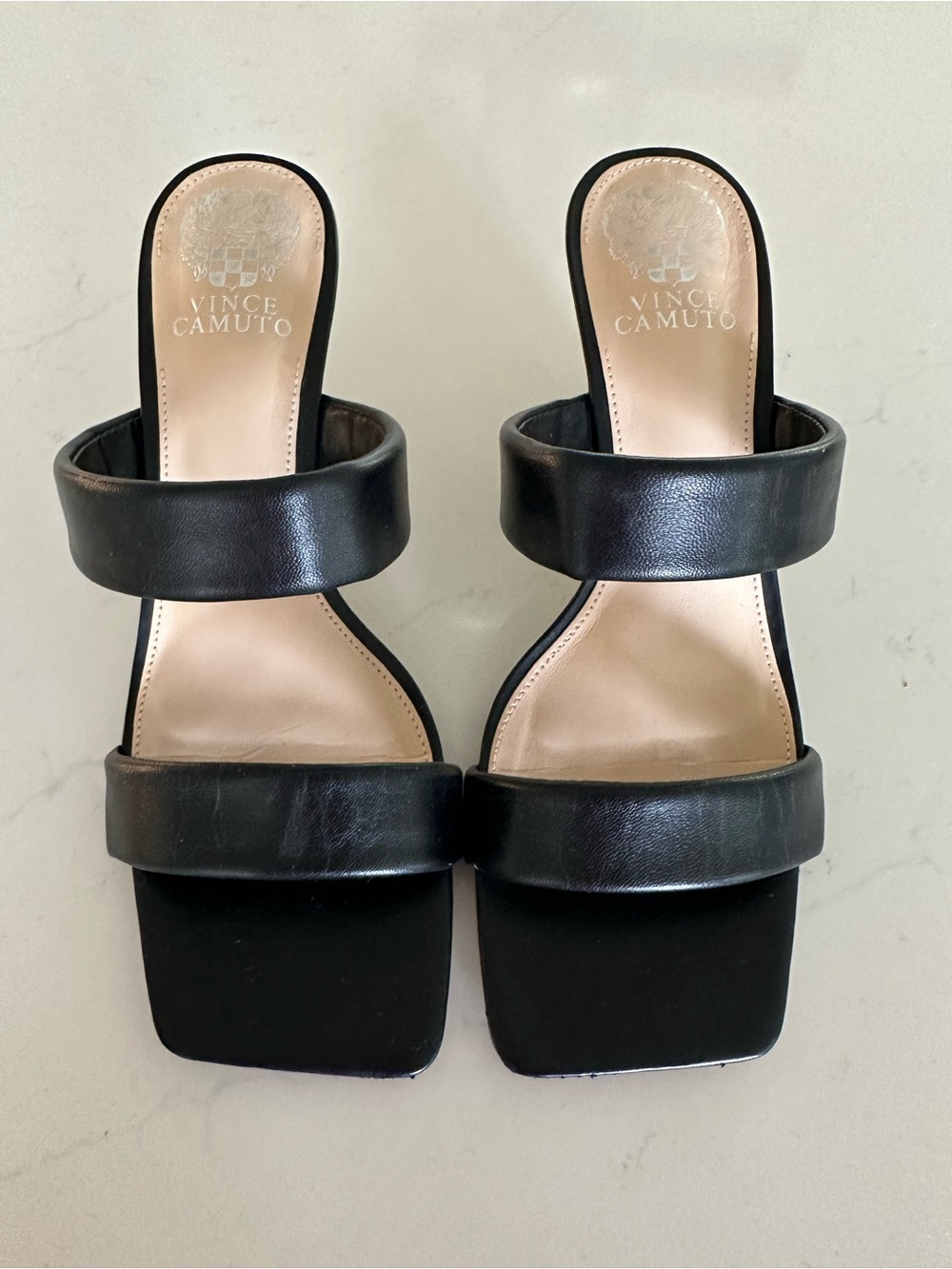 Vince Camuto Black Aslee Two Strap Heels
